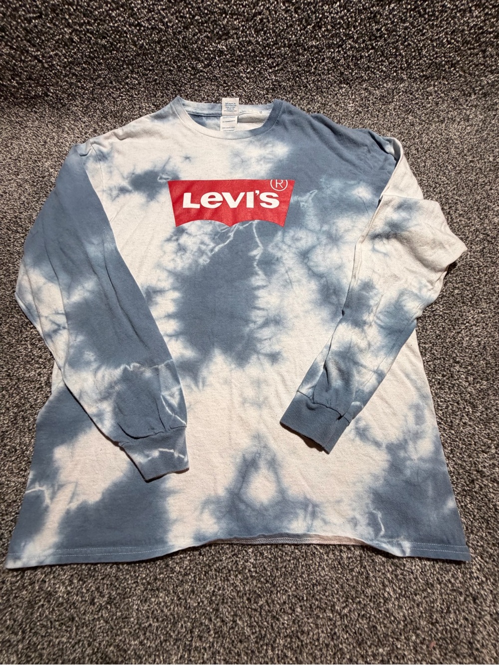 Delta Blue & White Tie-Dye Long Sleeve Shirt with Red Levi’s Logo